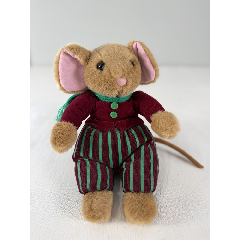 applause plush Vintage Christmas Mouse Red Green Outfit Cute Holiday‎ Gift Clean